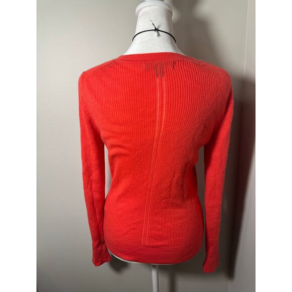 Banana Republic 100% Fine Merino Wool Orange Button Up Sweater Cardigan - Picture 3 of 5